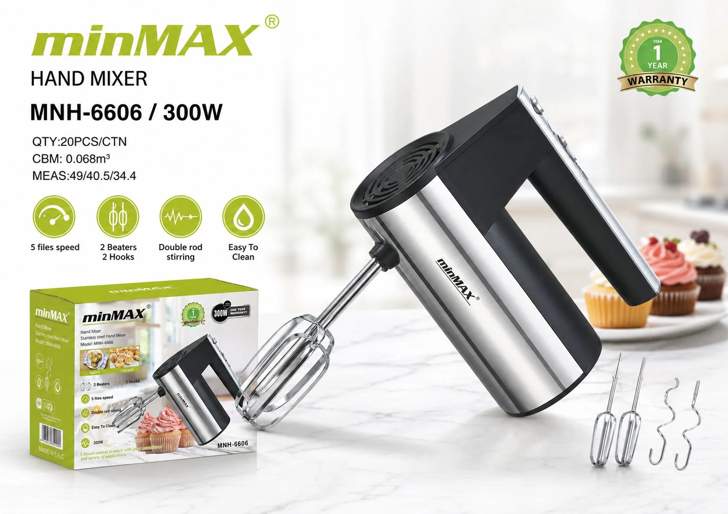 Hand Mixer MNH-6606 product presentation