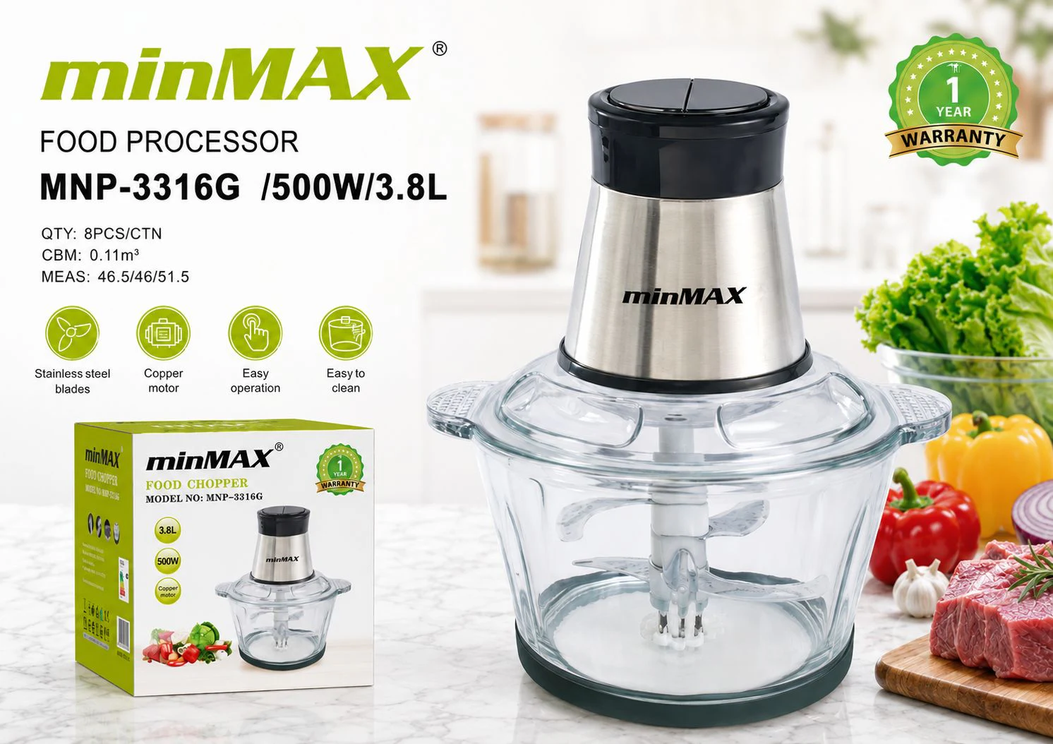 Food Chopper MNP-3316G product presentation