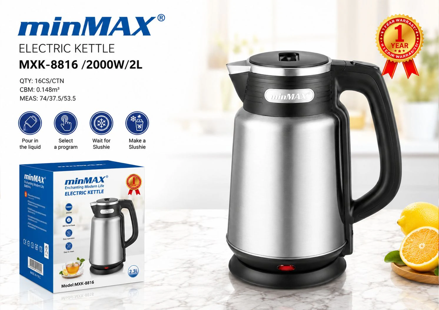 Presentazione del prodotto Bollitore elettrico MXK-8816