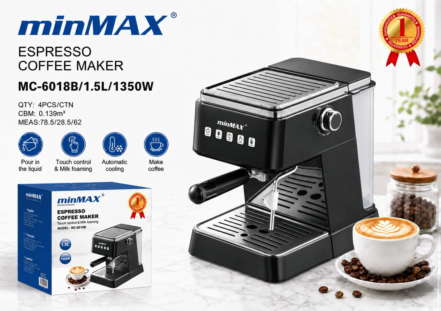 Espresso qahva mashinasi MC-6018B mahsulot taqdimoti