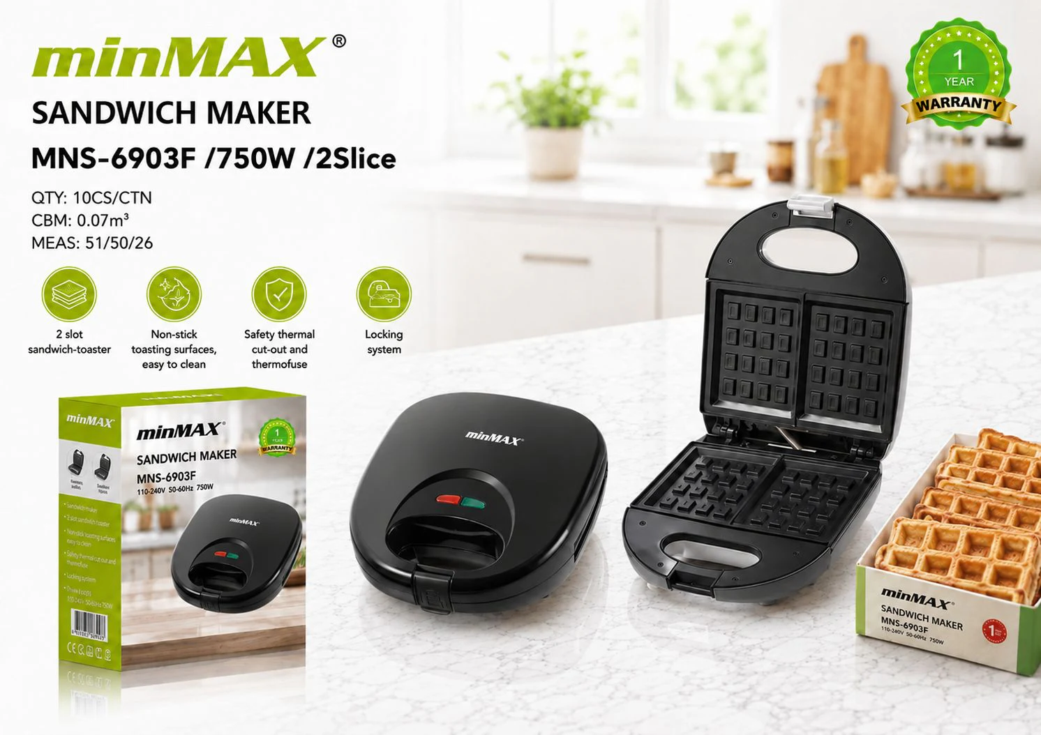 Sandwich Maker MNS-6903F product presentation