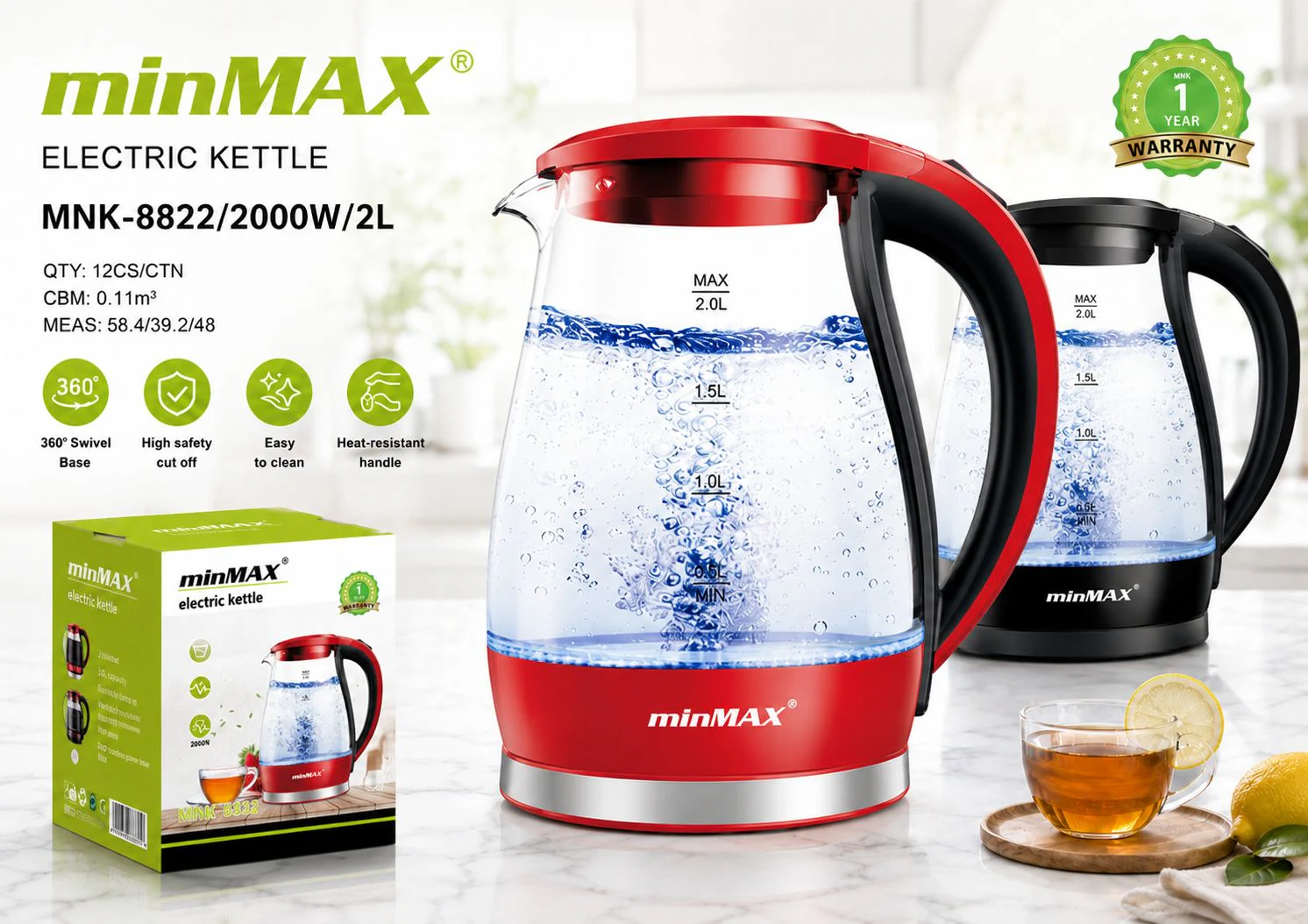 Elektrikli Su Isıtıcısı MNK-8822 ürün sunumu