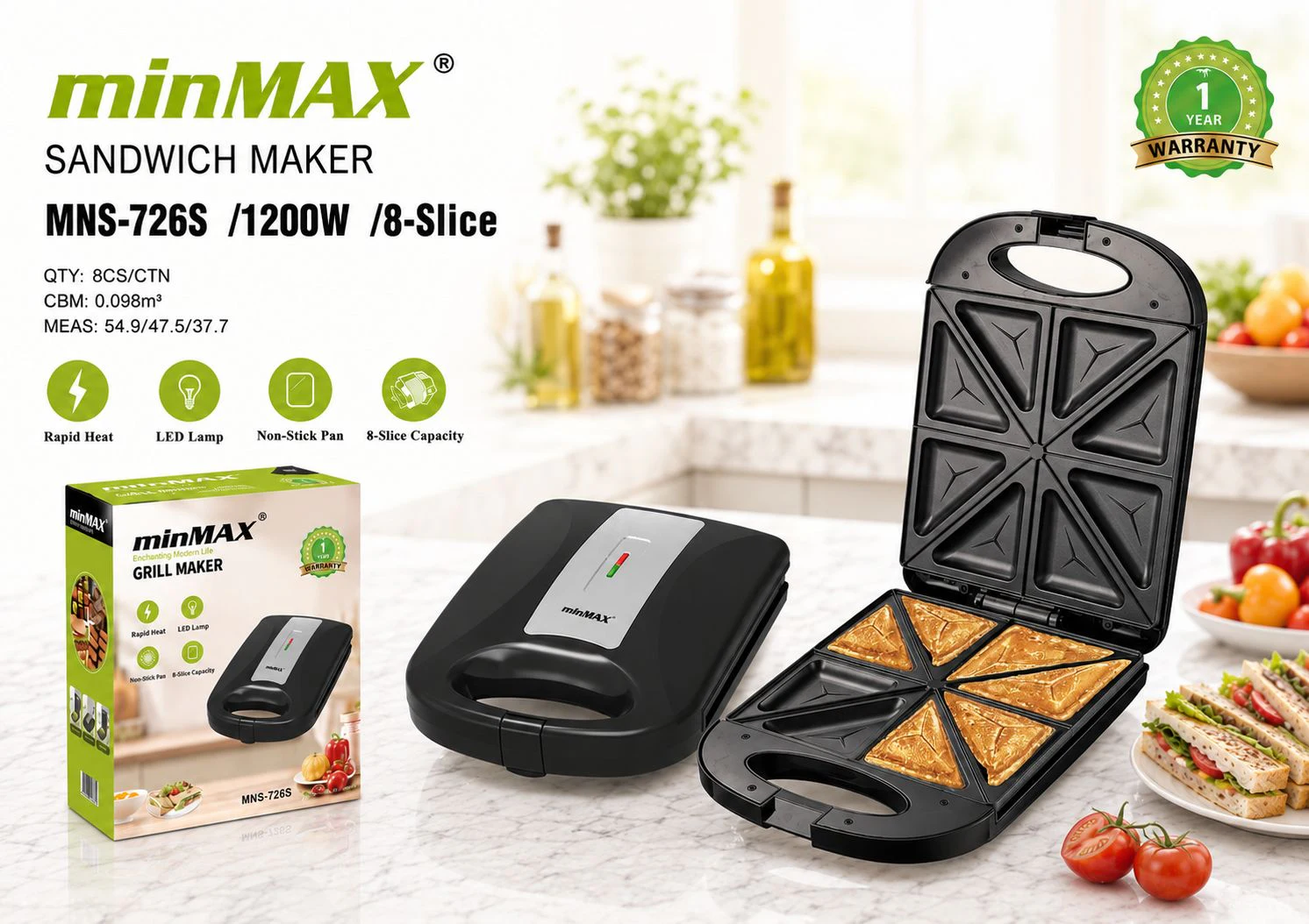 Sandwich Maker MNS-726S product presentation