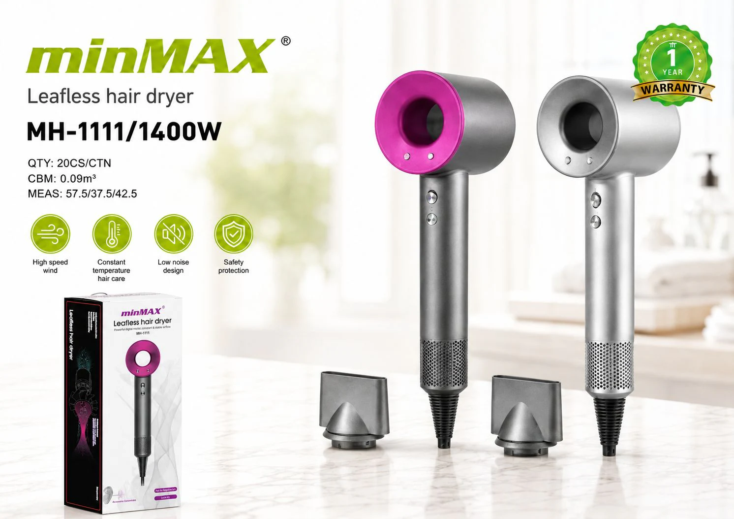 minMAX თმის საშრობი MH-1111 სარეკლამო ფურცელი