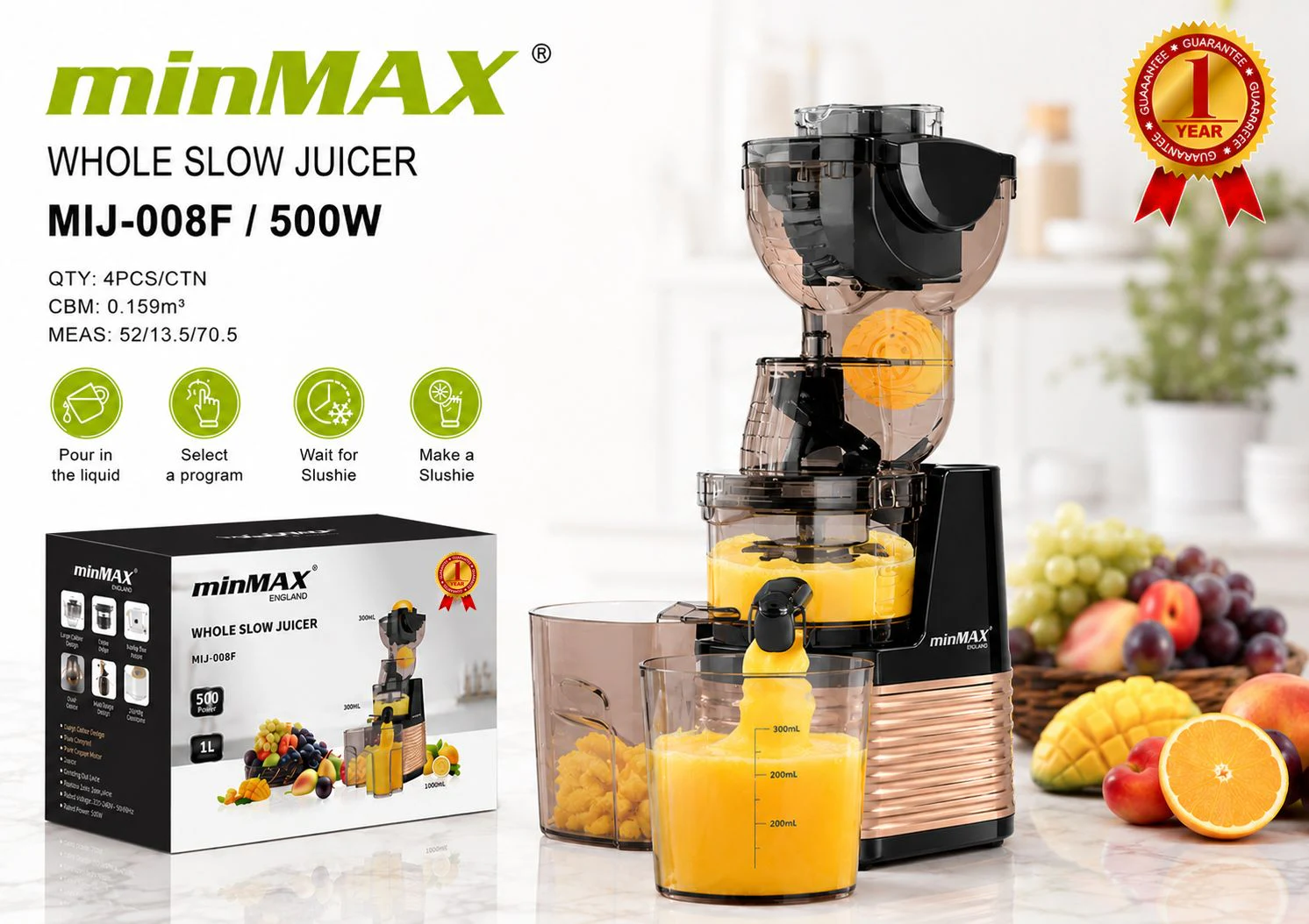 Slow Juicer MIJ-008F product presentation