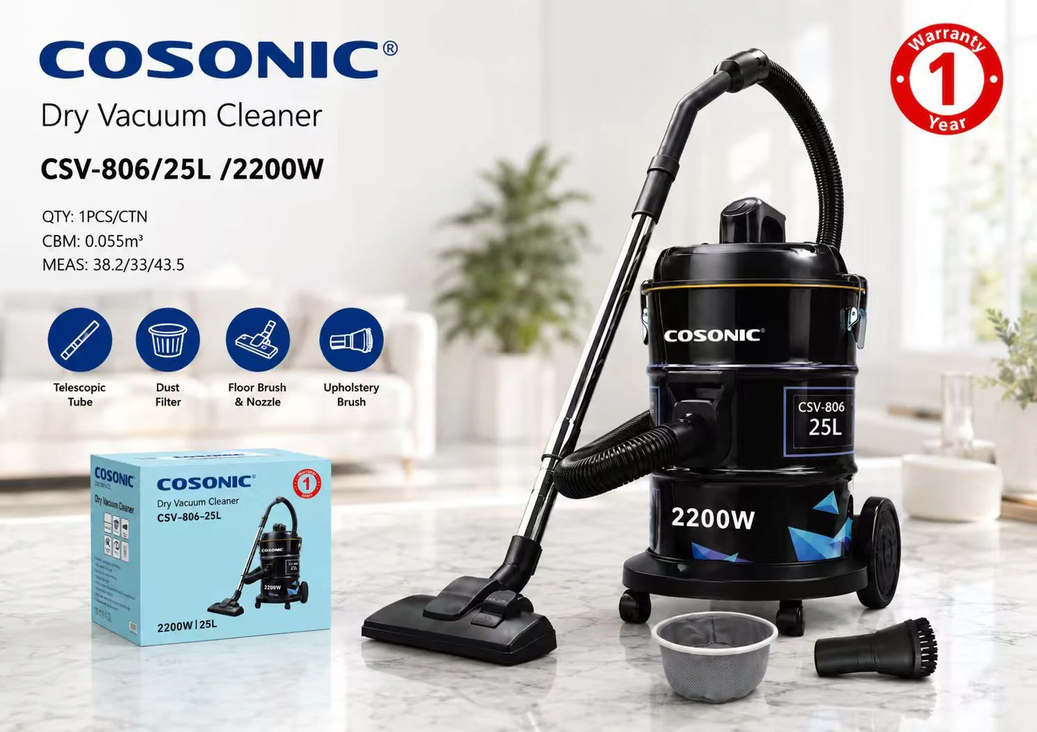 Presentazione del prodotto Aspirapolvere a secco CSV-806-25L