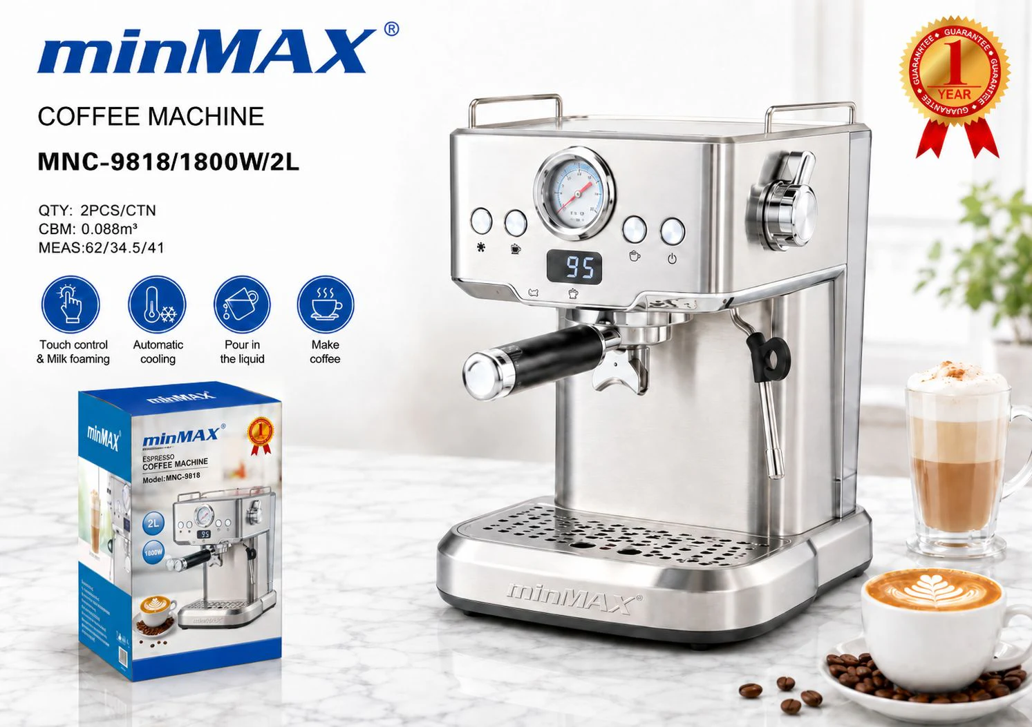 Espresso Coffee Machine MNC-9818 product presentation