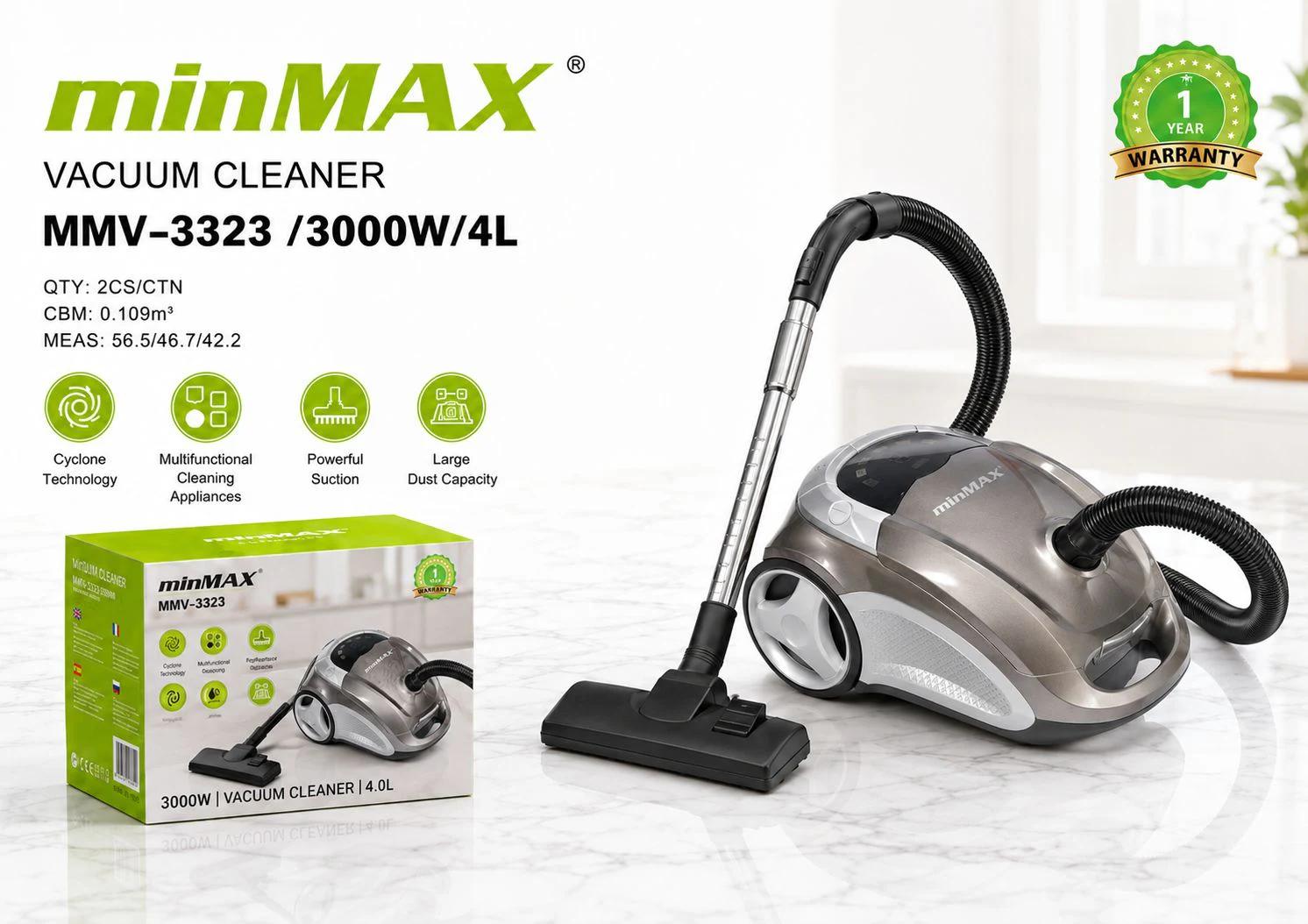Canister Vacuum Cleaner MMV-3323 product presentation