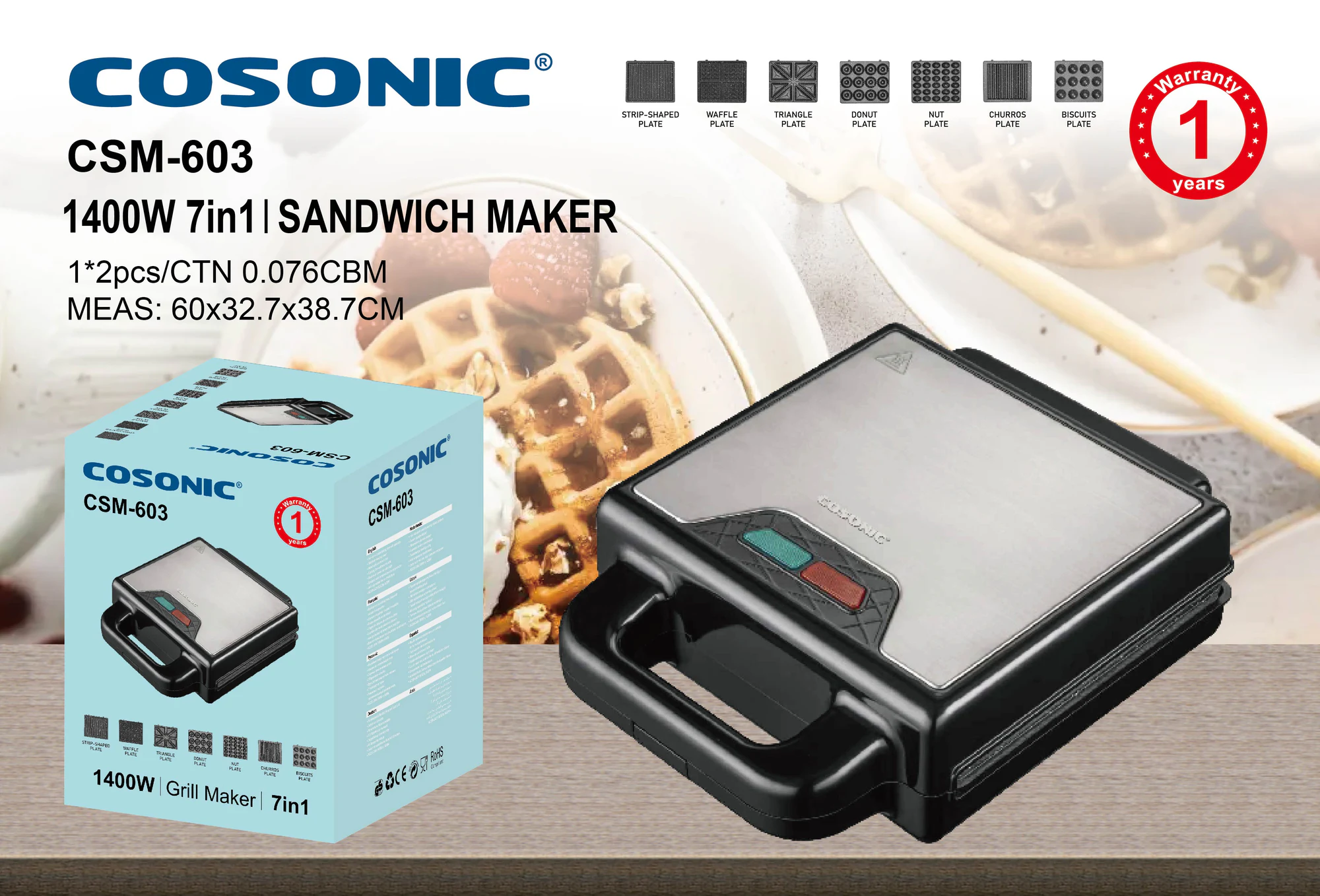 Sandwich Maker CSM-603 product presentation